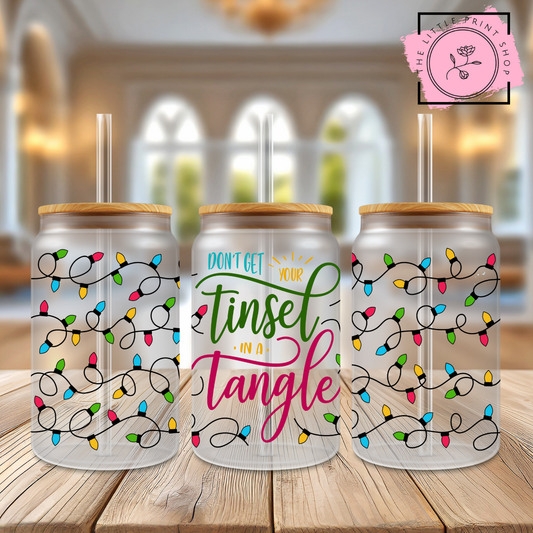 Tinsel Tangle - 16oz Libbey Glass Printed UV DTF Wrap