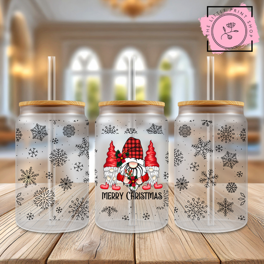 Gonk Xmas  - 16oz Libbey Glass Printed UV DTF Wrap