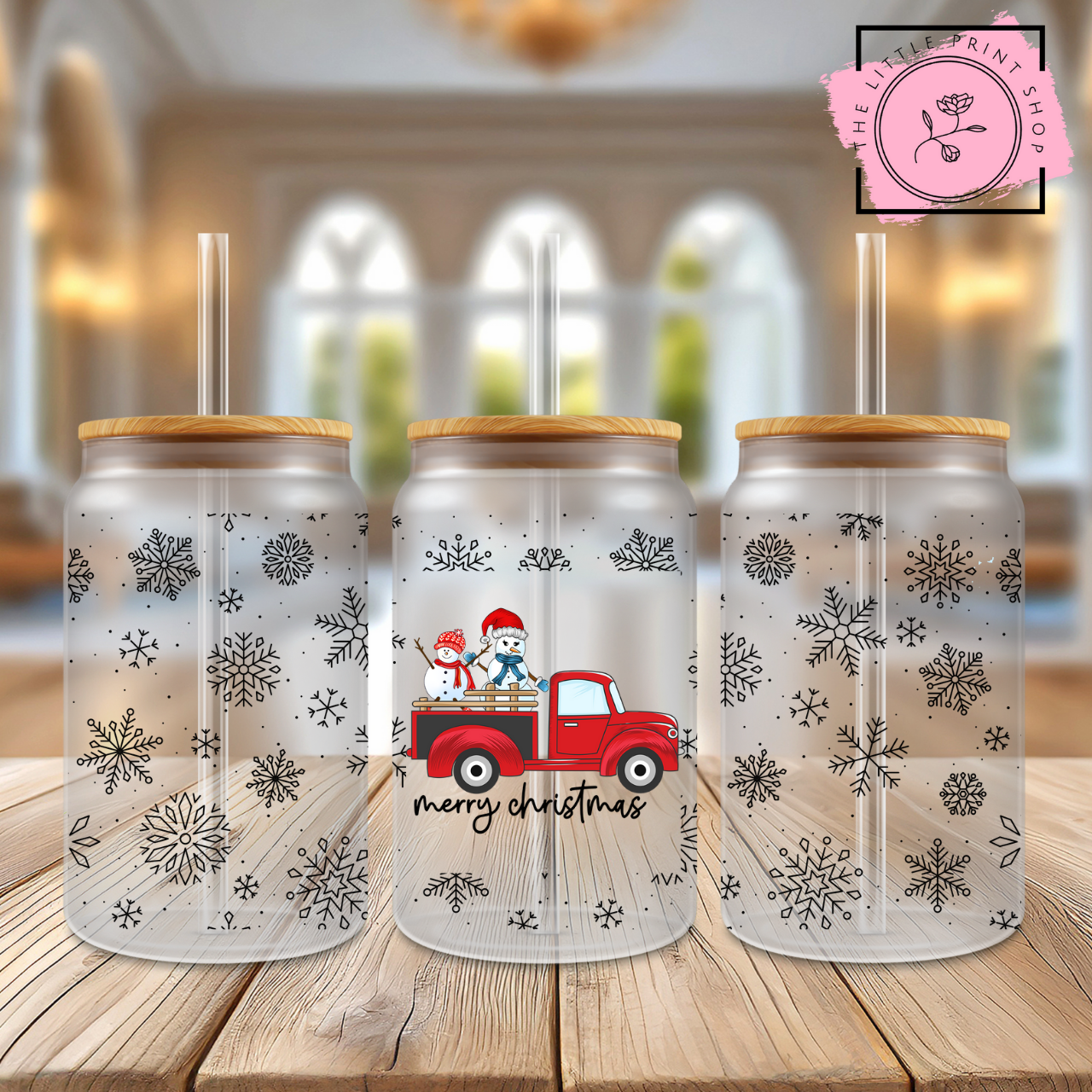 Gonk Xmas  - 16oz Libbey Glass Printed UV DTF Wrap