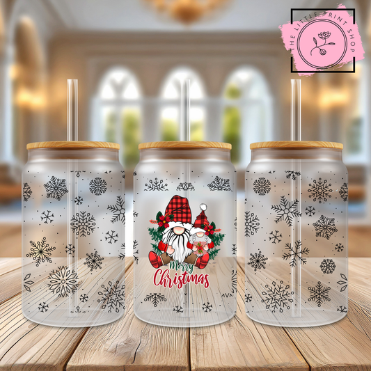 Gonk Xmas  - 16oz Libbey Glass Printed UV DTF Wrap
