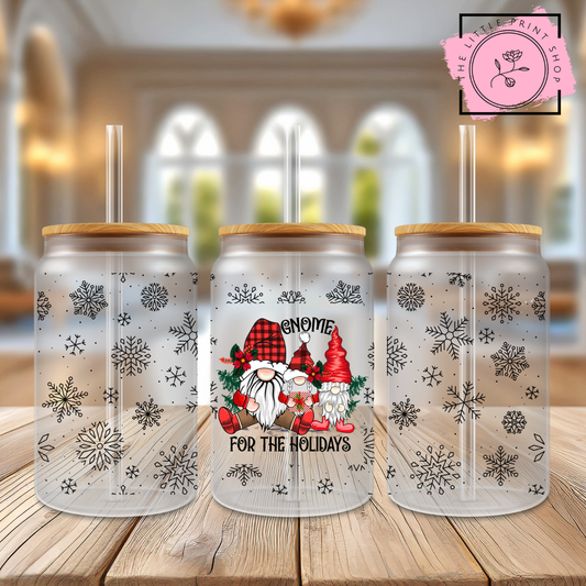 Gonk Xmas  - 16oz Libbey Glass Printed UV DTF Wrap