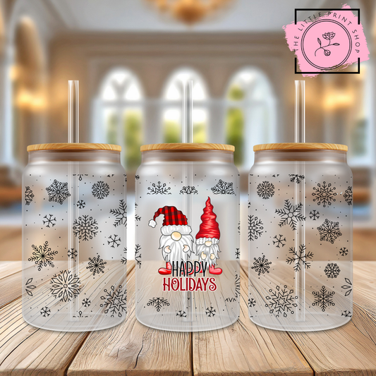Gonk Xmas  - 16oz Libbey Glass Printed UV DTF Wrap
