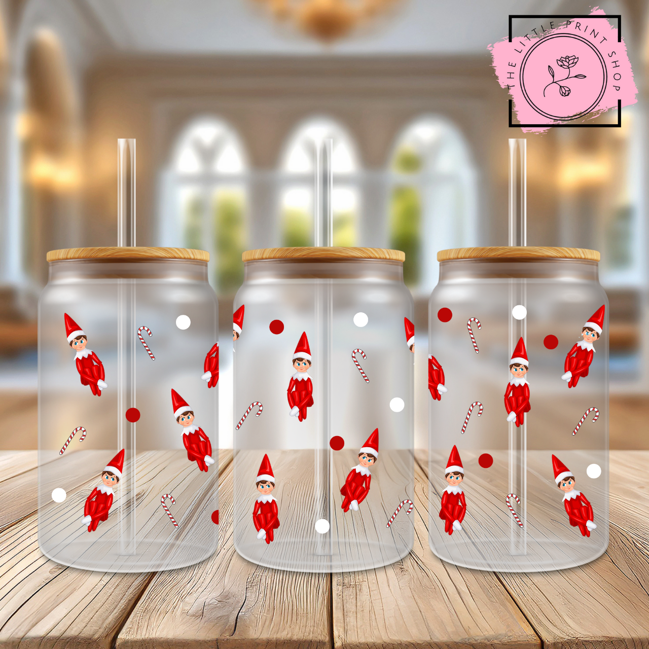 Elf On The Shelf - 16oz Libbey Glass Printed UV DTF Wrap