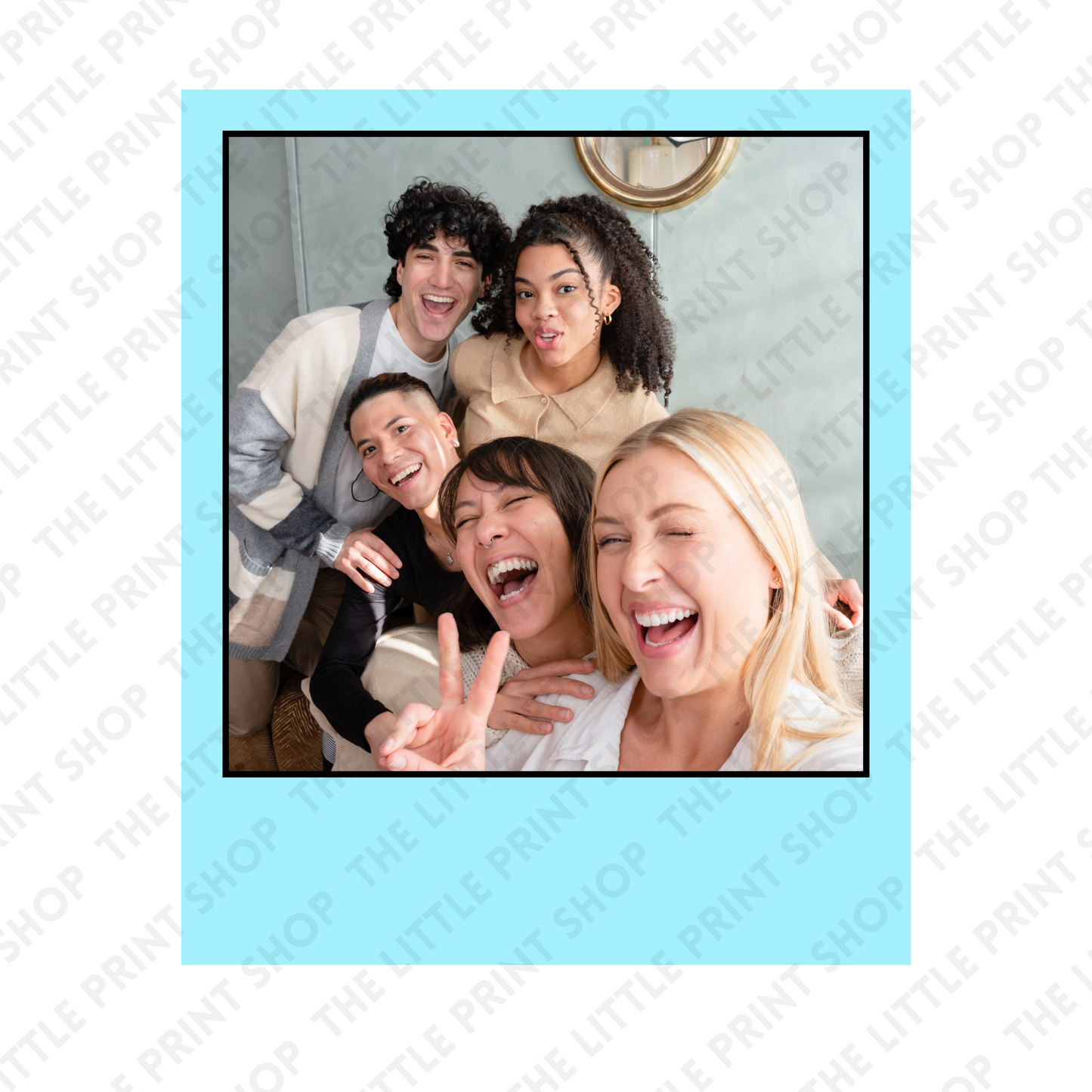 Blue Polaroid - Plain or Add Message - UV DTF 3 inch Decals
