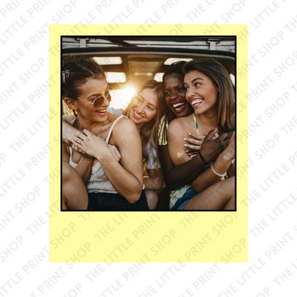 Yellow Polaroid - Plain or Add Message - UV DTF 3 inch Decals