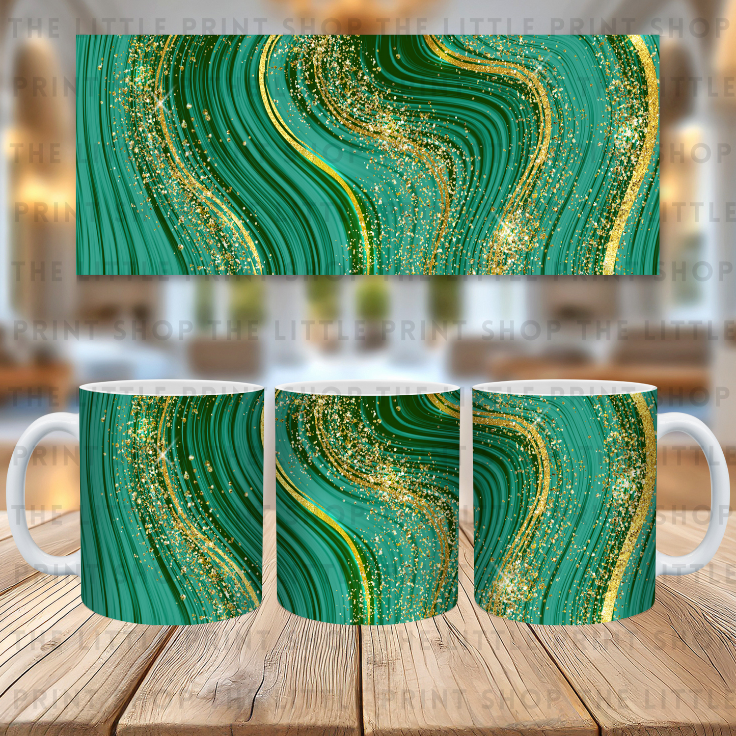 Marble Glitter Swirls - Green - 11oz Sublimation Wrap