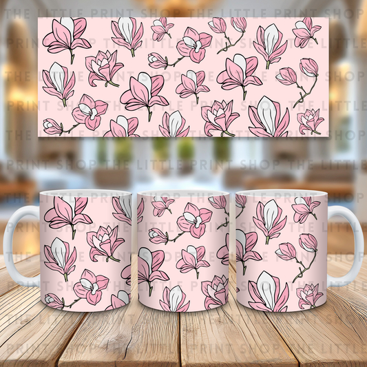 Pink Flowers - 11oz Sublimation Wrap