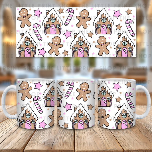 Pink Gingerbread House - 11oz Sublimation Wrap