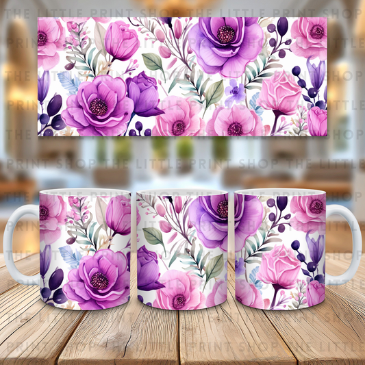 Purple Flowers - 11oz Sublimation Wrap