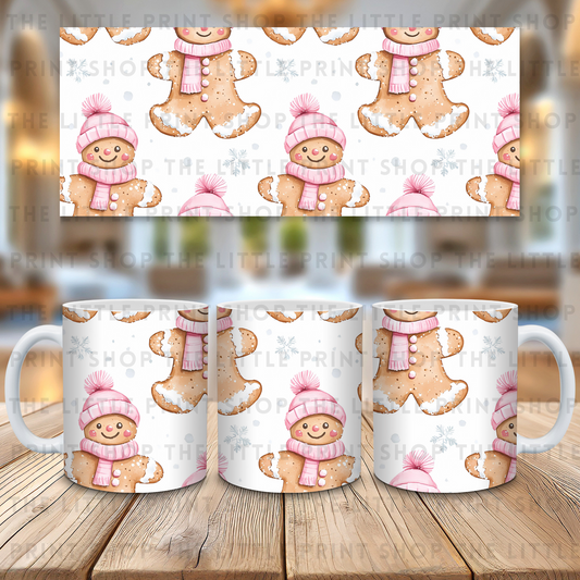 Pink Gingerbread Men - 11oz Sublimation Wrap