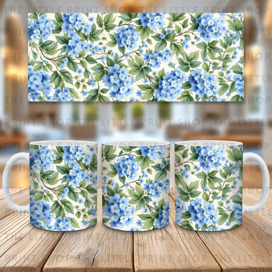 Blue Flowers - 11oz Sublimation Wrap