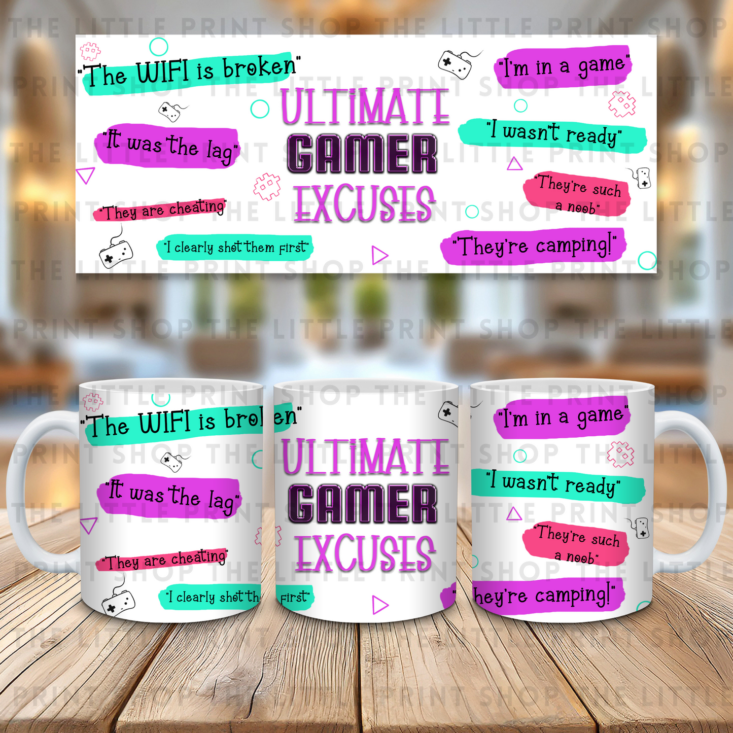 Gamer Excuses Girly - 11oz Sublimation Wrap