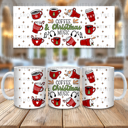 Coffee & Christmas Music - 11oz Sublimation Wrap