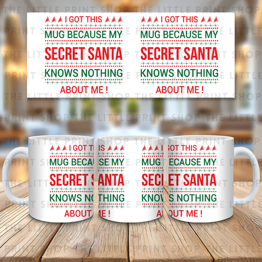 Secret Santa Knows Nothing - 11oz Sublimation Wrap