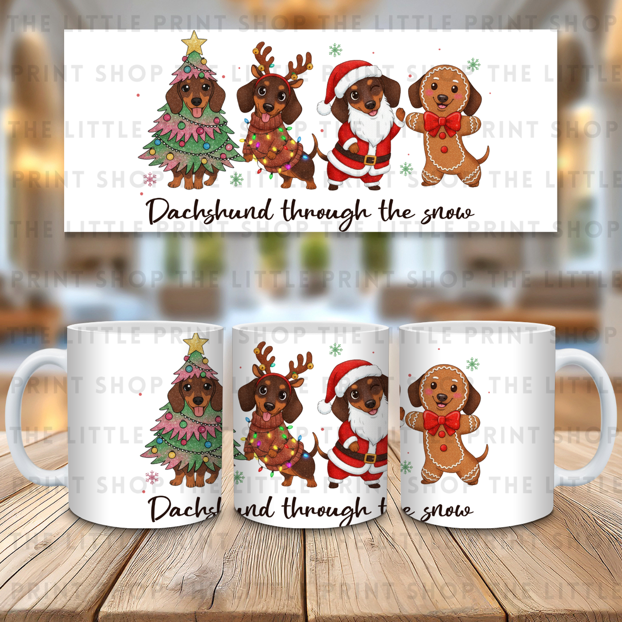 Dachshund Through The Snow - 11oz Sublimation Wrap