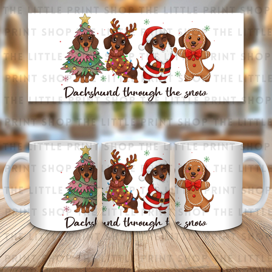 Dachshund Through The Snow - 11oz Sublimation Wrap