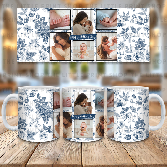 Happy Mother's Day - Blue Floral - 11oz Sublimation Wrap