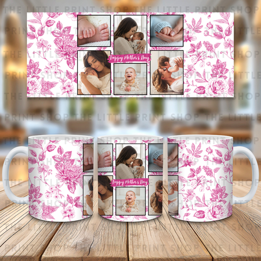 Happy Mother's Day - Pink Floral - 11oz Sublimation Wrap