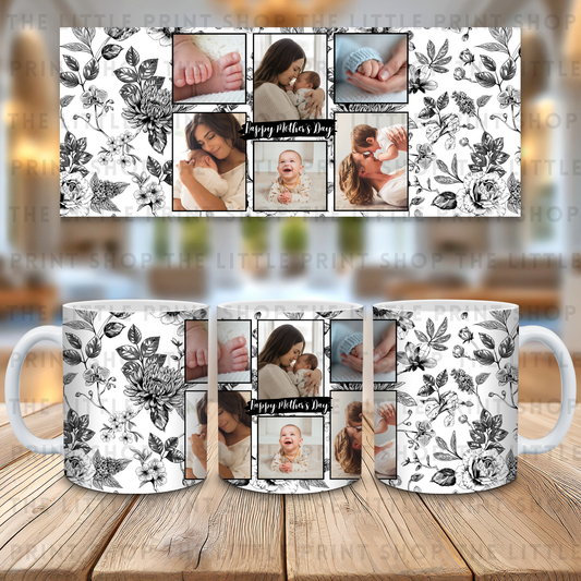 Happy Mother's Day - Black Floral - 11oz Sublimation Wrap