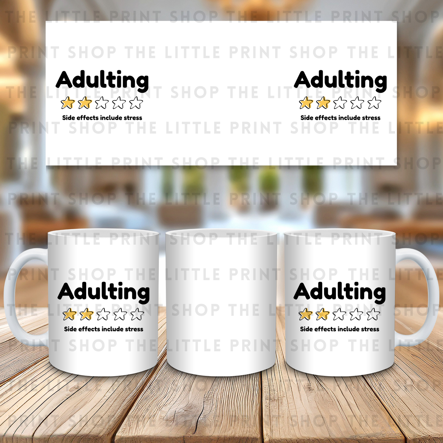 Adulting - Side Effects & Stress - 11oz Sublimation Wrap