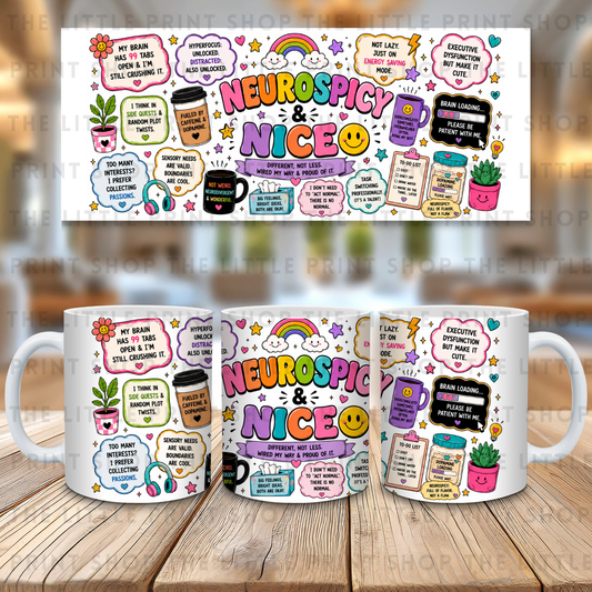 Neurospicy & Nice - 11oz Sublimation Wrap
