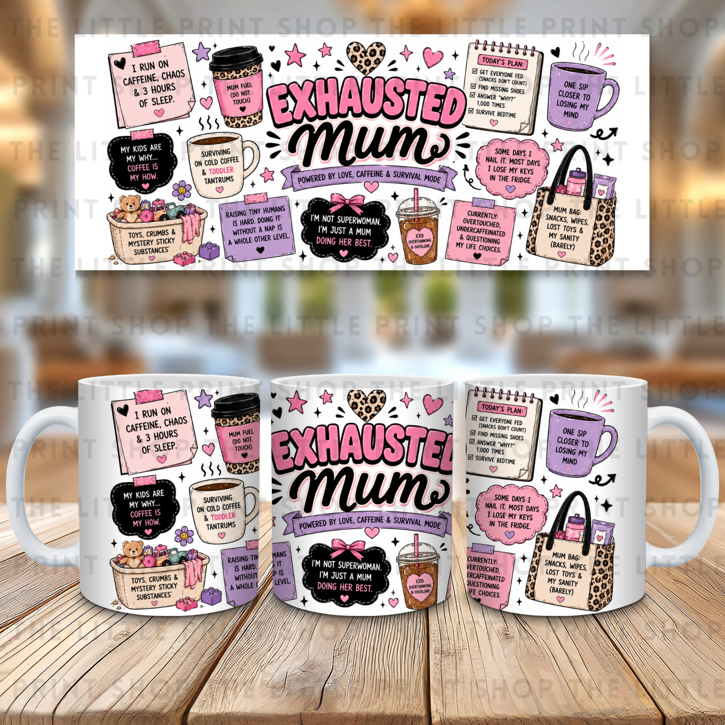Exhausted Mum - 11oz Sublimation Wrap