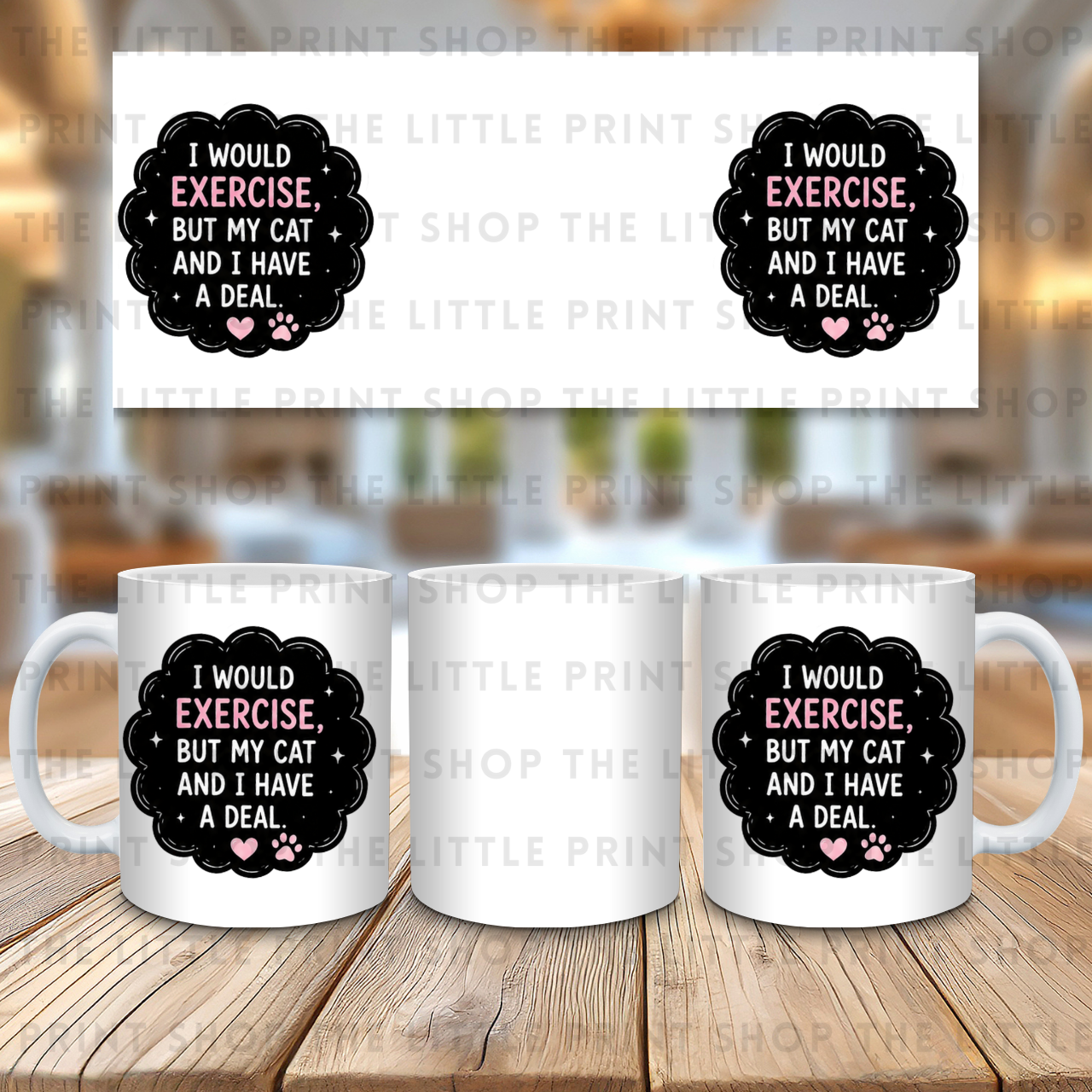 I would Exercise But My Cat.. - 11oz Sublimation Wrap