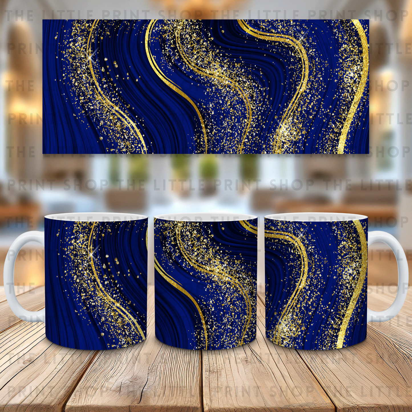 Marble Glitter Swirls - Navy - 11oz Sublimation Wrap