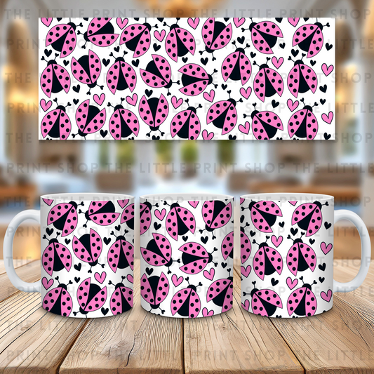 Pink Lady Bug - 11oz Sublimation Wrap