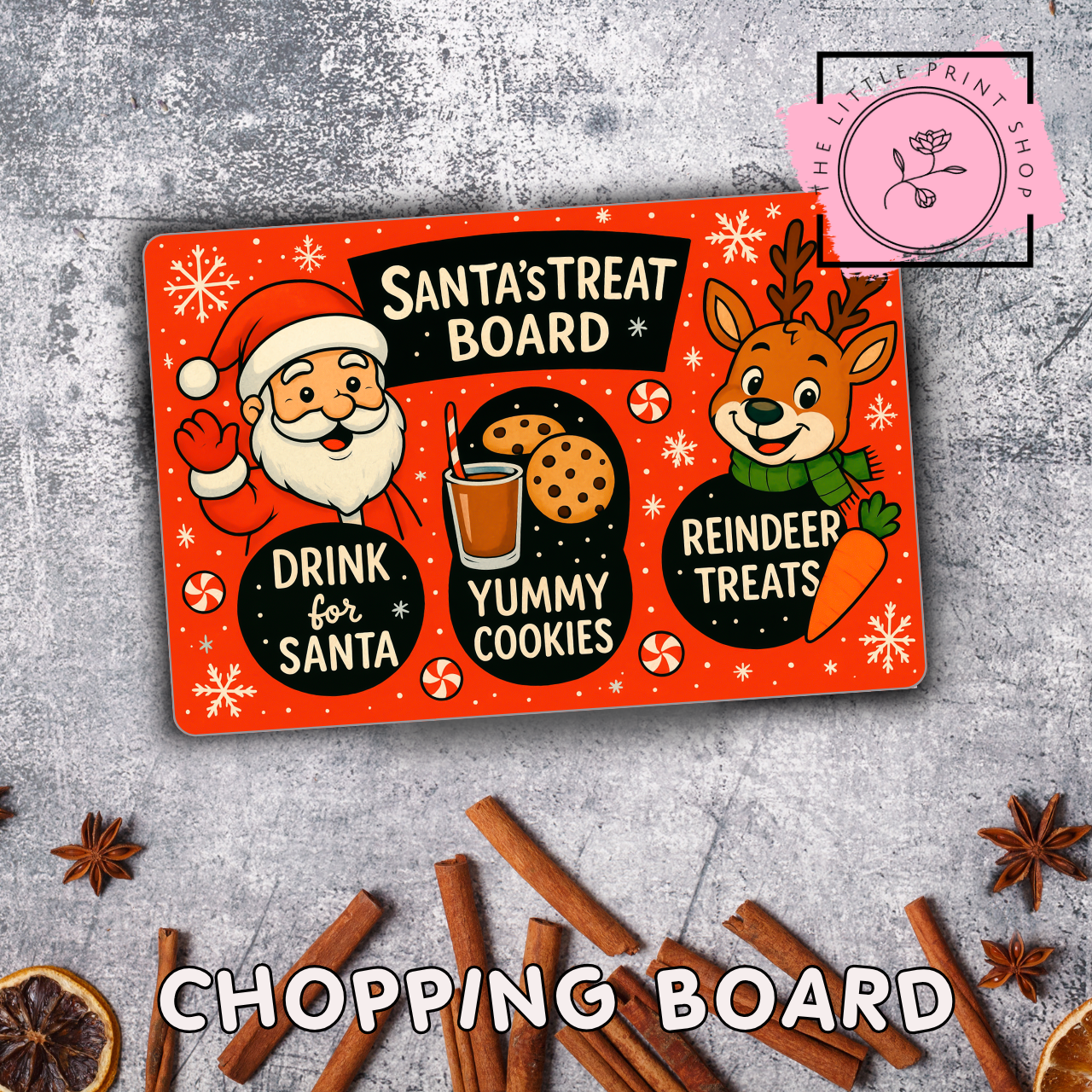 Santa's Treat Board - Red - Sublimation A4 Print