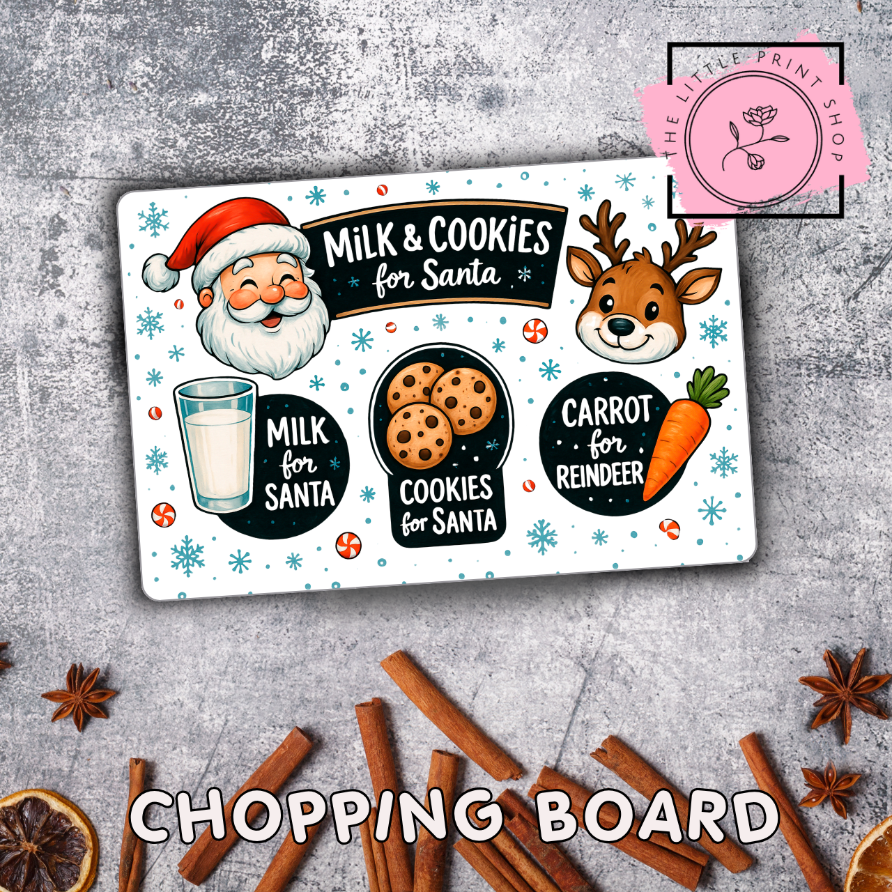 Santa's Treat Board - White - Sublimation A4 Print