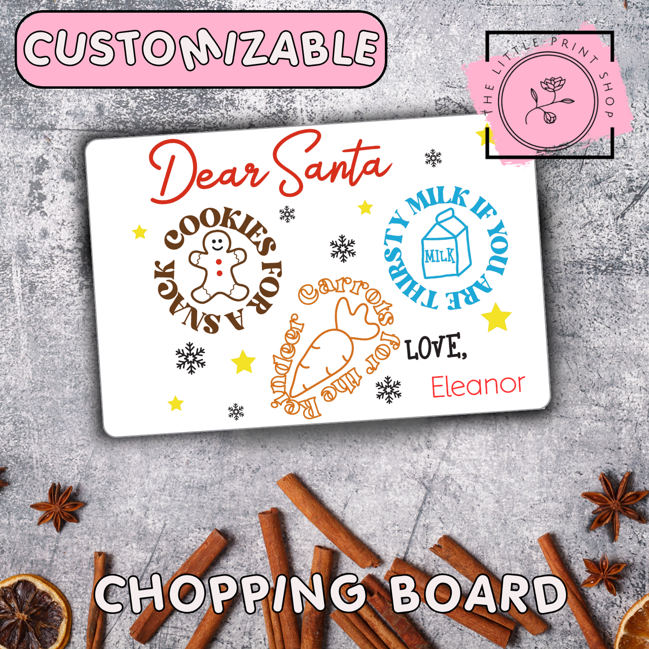 Dear Santa - Custom Name Add On - Sublimation A4 Print