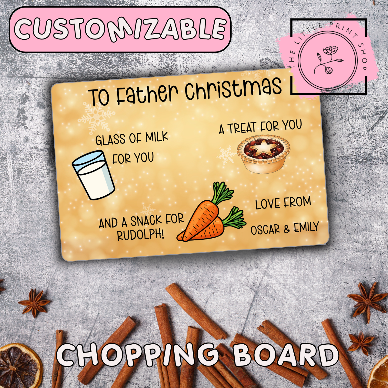 To Father Christmas - Custom Name Add On - Sublimation A4 Print