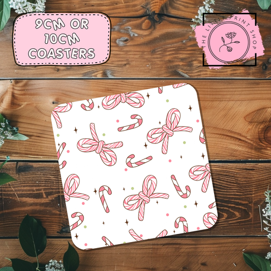 Christmas Bows & Candy Canes - Sublimation Coaster Transfer