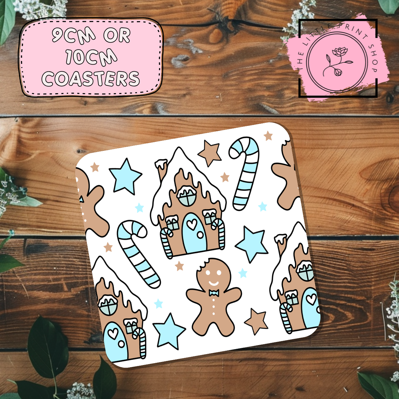 Blue Gingerbread House - Sublimation Coaster Transfer