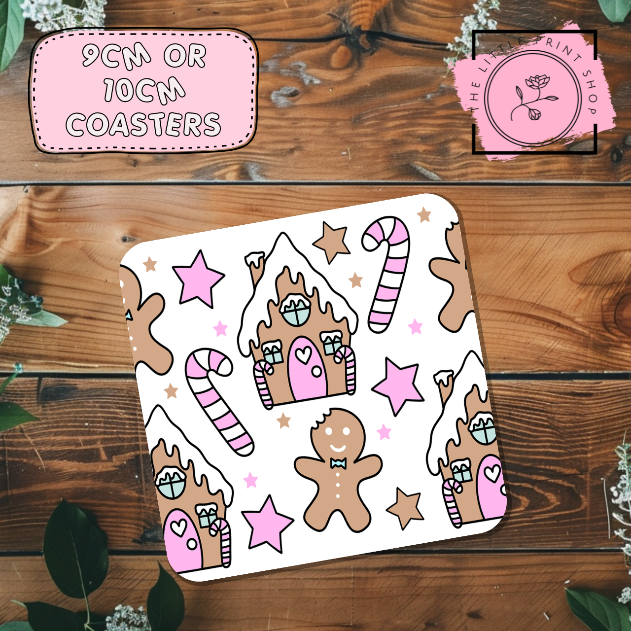 Pink Gingerbread House - Sublimation Coaster Transfer