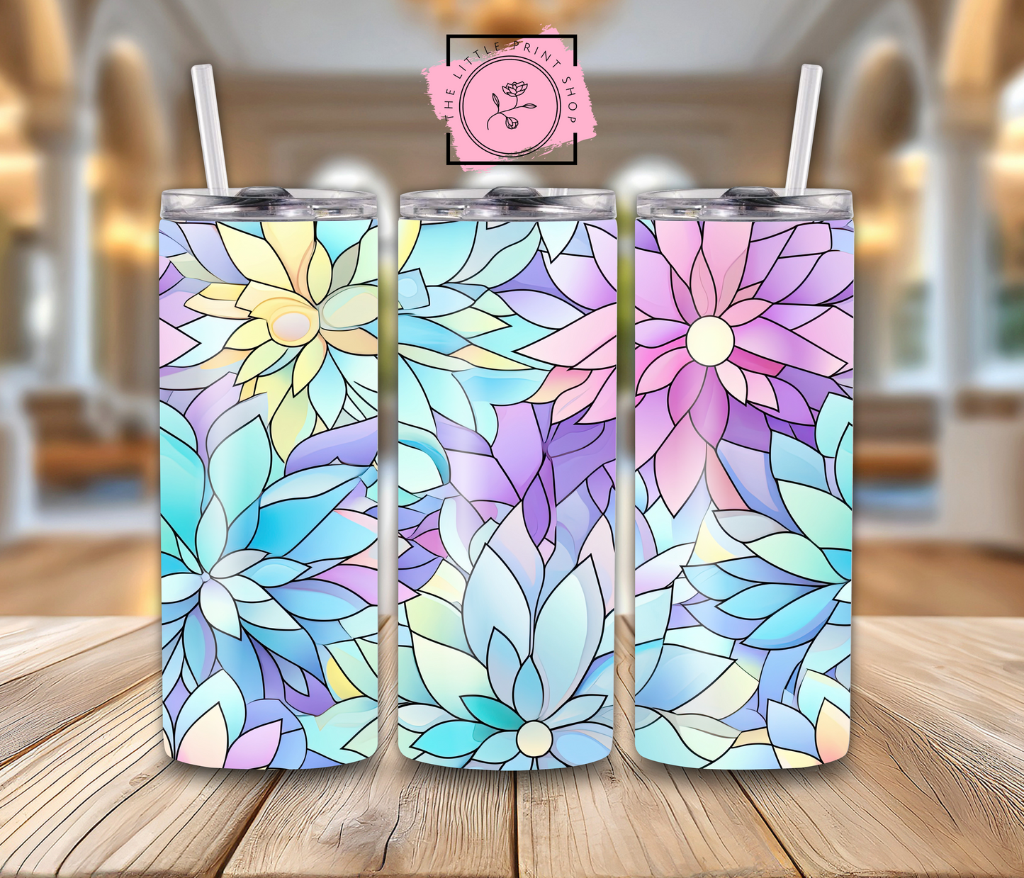 Stained Glass Flowers - 20oz Sublimation Wrap