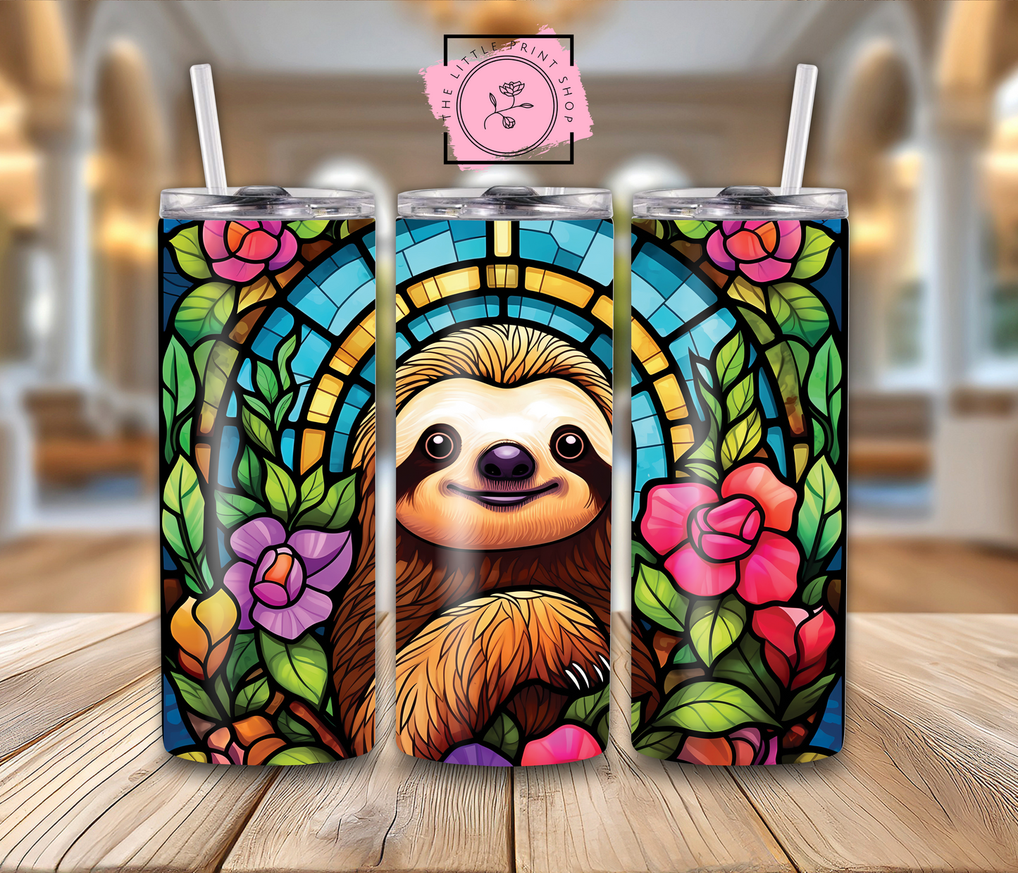 Stained Glass Sloth - 20oz Sublimation Wrap