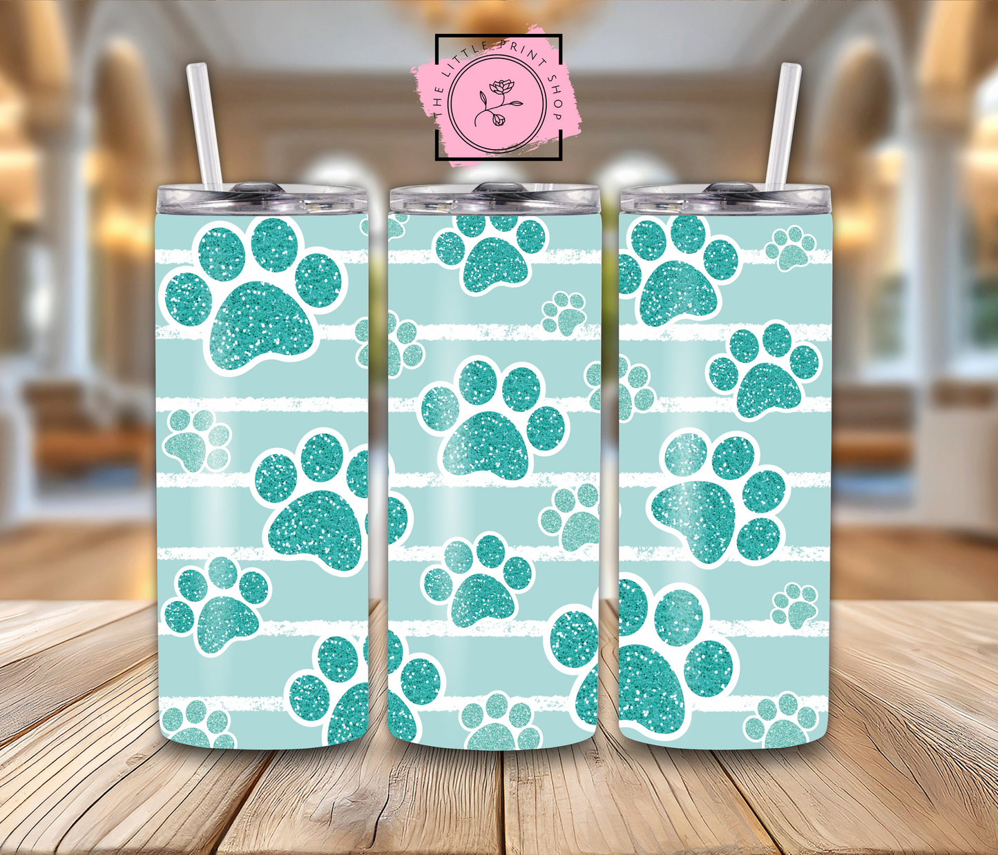 Glitter Paw Prints - 20oz Sublimation Wrap