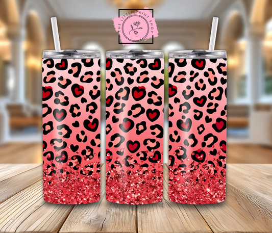 Red Glitter Leopard Print - 20oz Sublimation Wrap