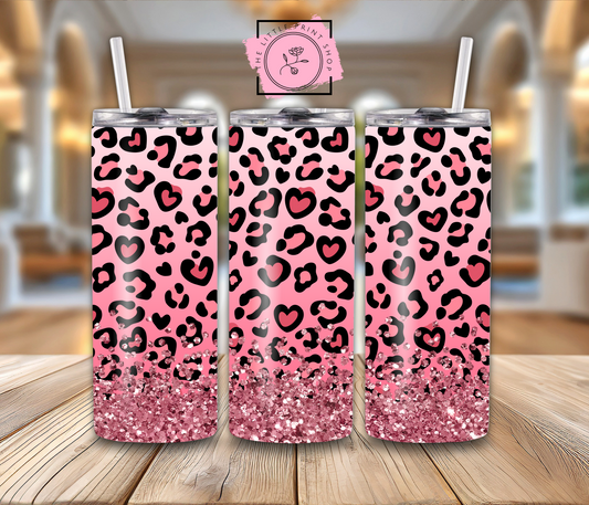 Pink Glitter Leopard Print - 20oz Sublimation Wrap