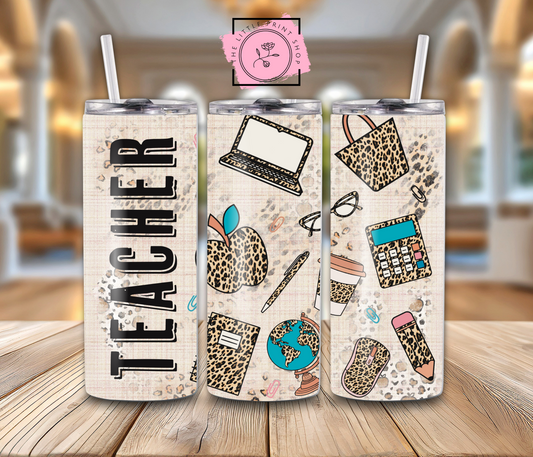 Leopard Print Teacher - 20oz Sublimation Wrap