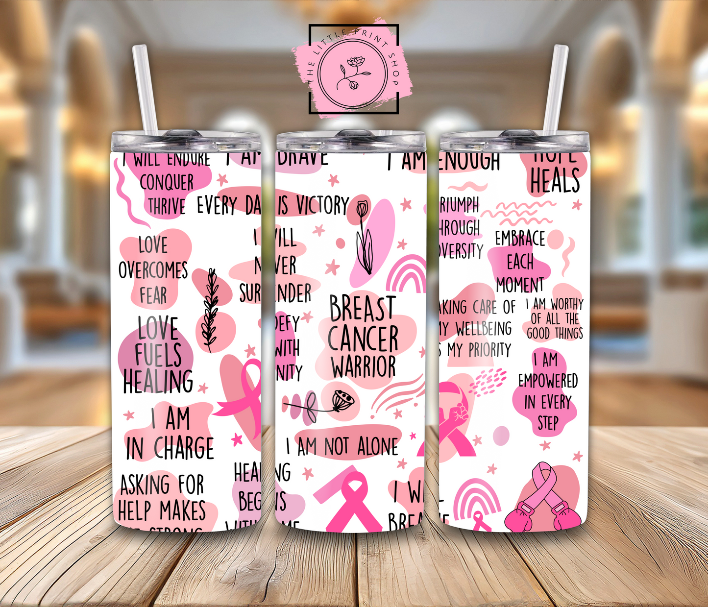Breast Cancer Affirmations - 20oz Sublimation Wrap