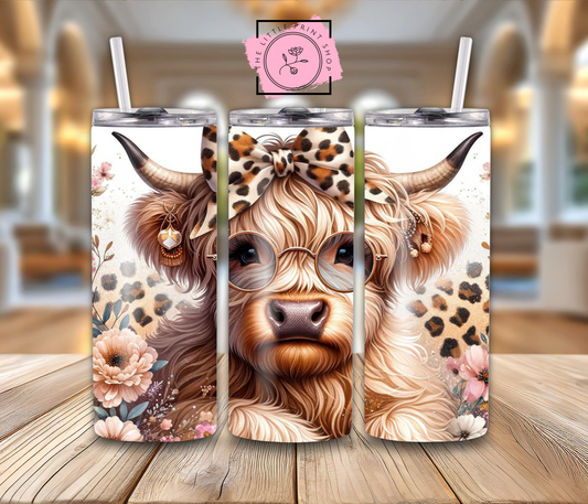 Highland Cow Leopard Print - 20oz Sublimation Wrap