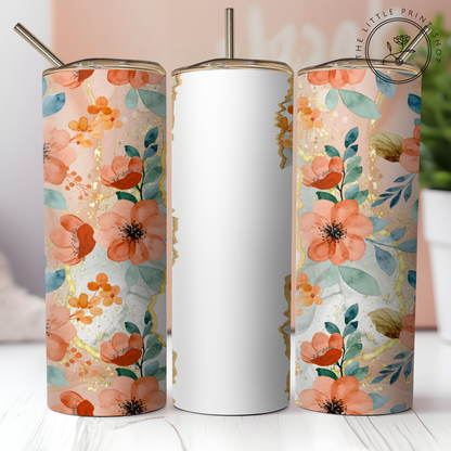 Peach Florals ~ Personalise - 20oz Sublimation Wrap