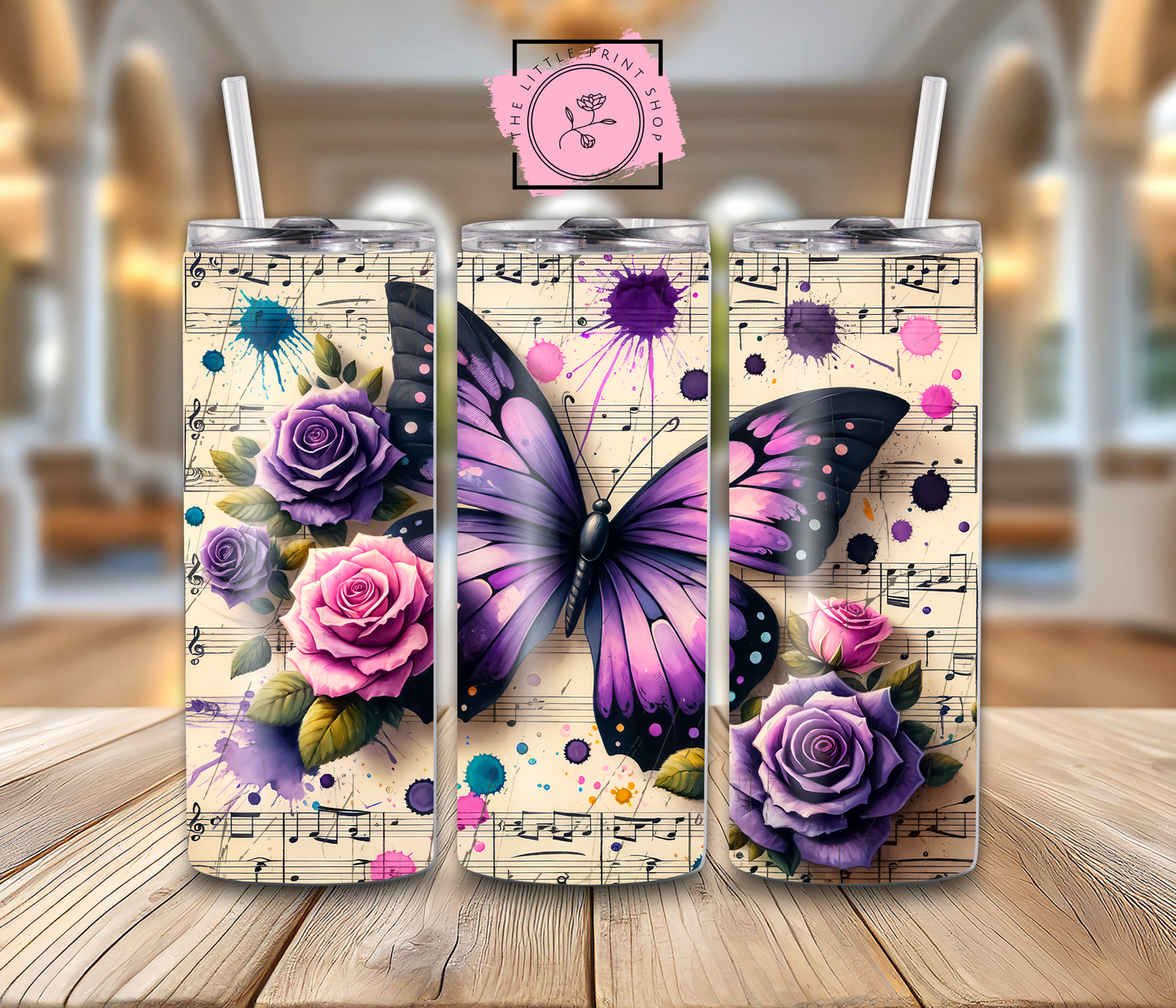 Butterfly Notes - 20oz Sublimation Wrap