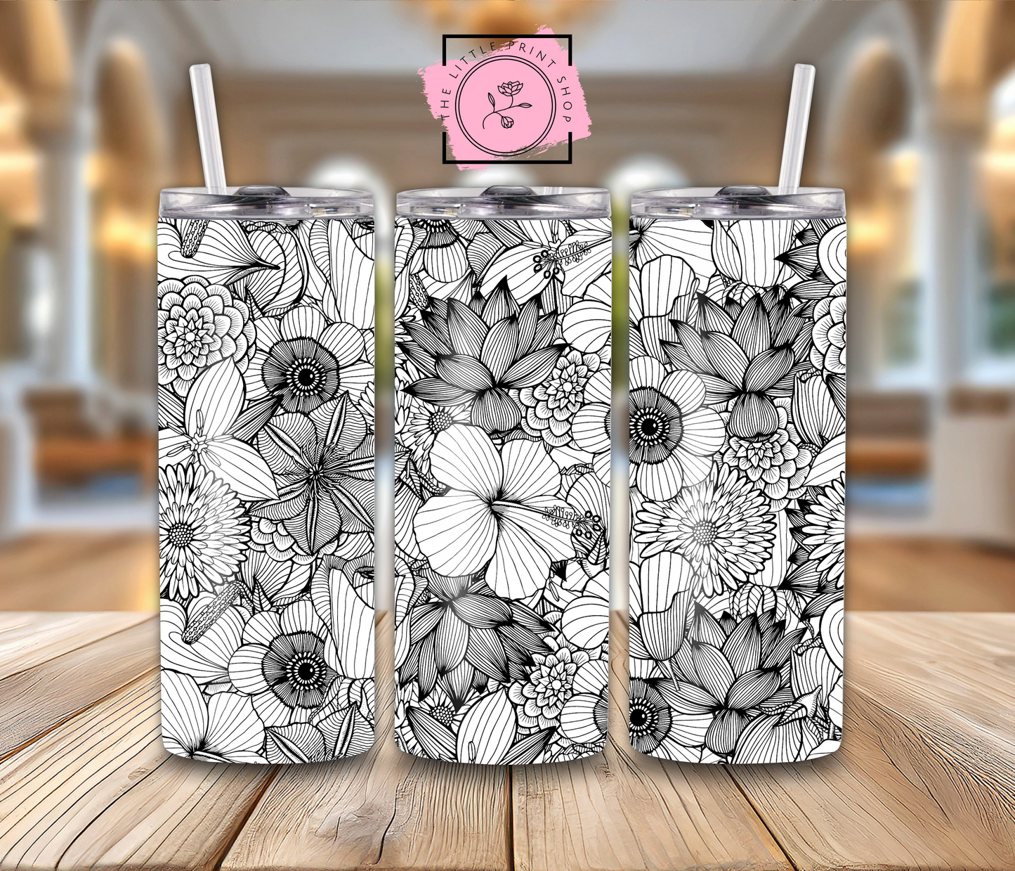 Flower Outline - 20oz Sublimation Wrap