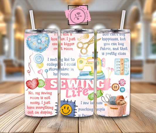 Sewing Life - Pink - 20oz Sublimation Wrap