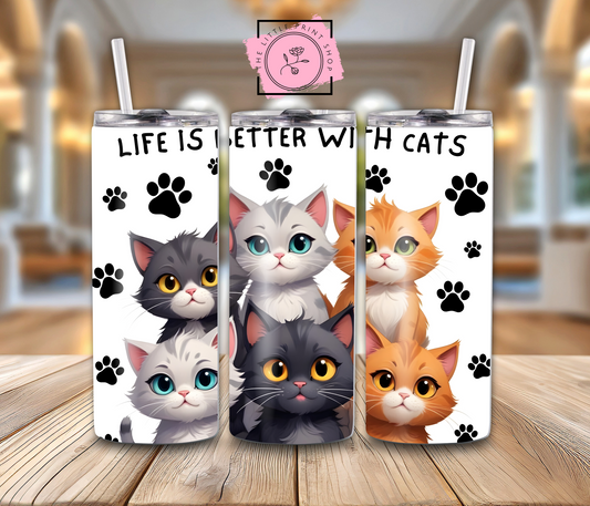 Better With Cats - 20oz Sublimation Wrap