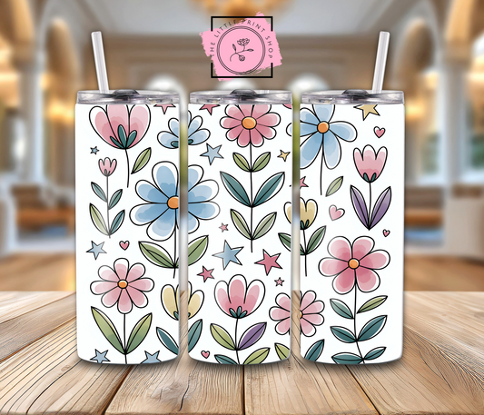 Watercolour Flowers - 20oz Sublimation Wrap